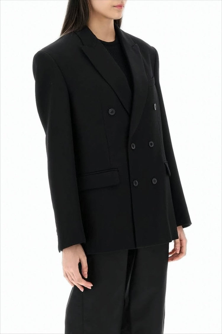 Wardrobe.Nyc Tailored Black Double-Breasted Suit Jacket With Structured Silhouette