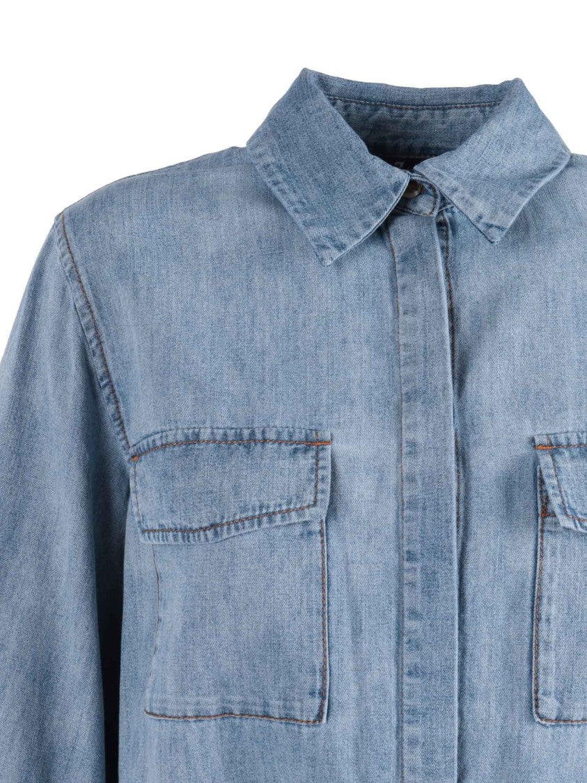 7 For All Mankind Utility Chambray Puffed Mini Dress