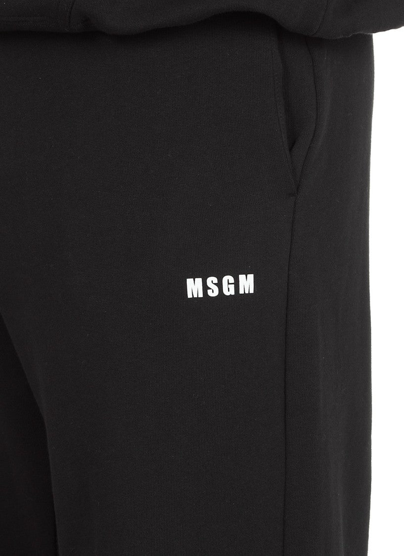 Msgm Relaxed-Fit Black Jogger Pants With Subtle Logo Detail