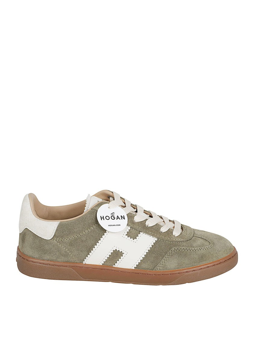 Hogan Olive Green Suede Low-Top Sneakers