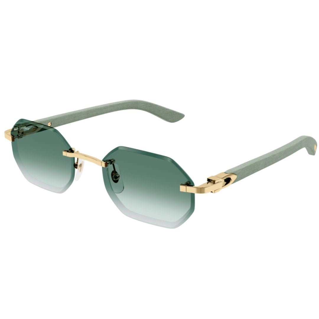Cartier Gradient Tint Rimless Sunglasses With Gold Accents
