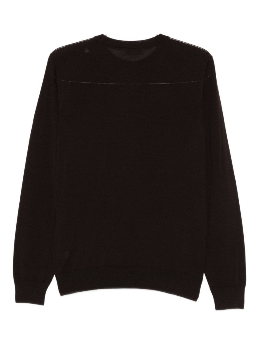 Piacenza Cashmere Classic Cashmere Brown Sweater With Ribbed Cuffs