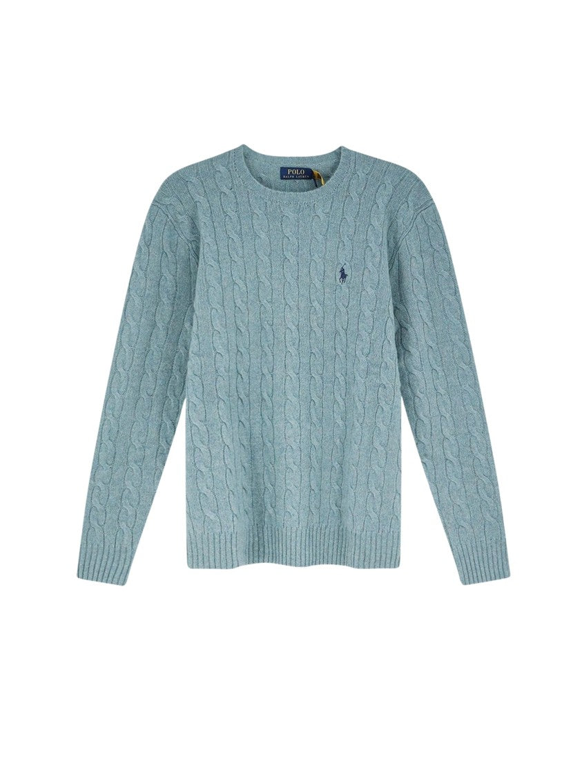 Polo Ralph Lauren Soft Blue Cable-Knit Wool-Cashmere Sweater