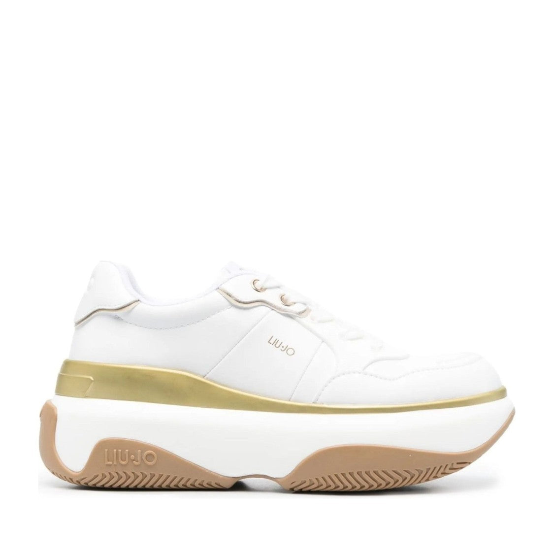 Liu Jo White June 16 Metallic Gold Accent Chunky Sneakers