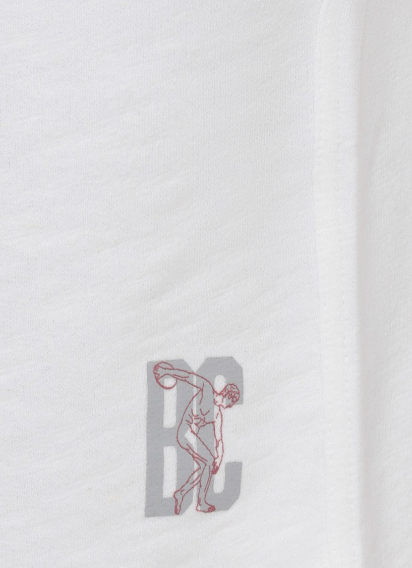 Brunello Cucinelli Ivory Cotton Logo Print Shorts