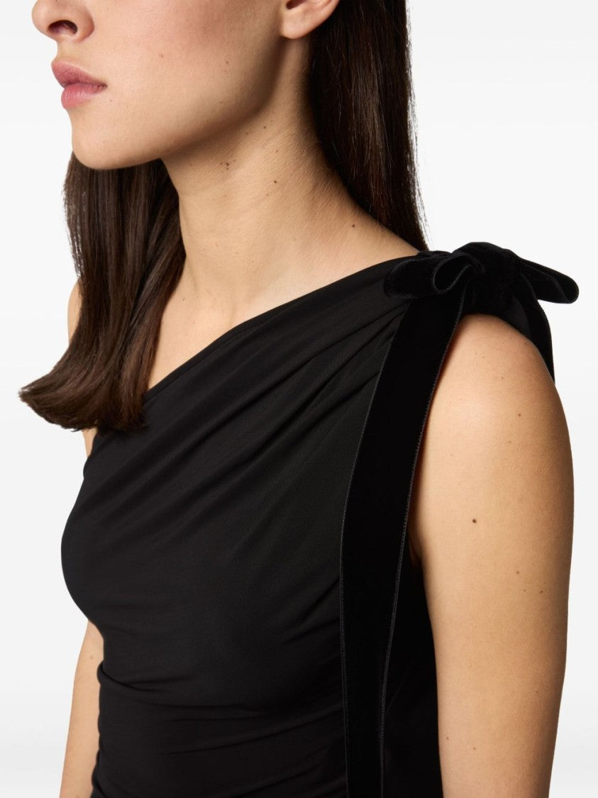 Nina Ricci Black One Shoulder Draped Evening Dress