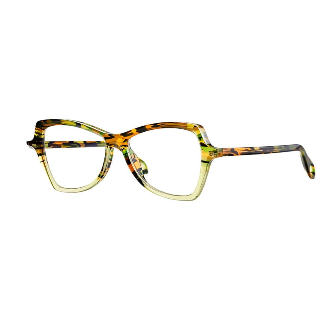 Theo Bedtime 004 Green/Yellow Ecail+Transparent Light Moss Cat-Eye Eyeglasses