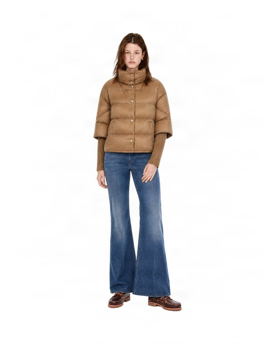 Herno Boxy High-Collar Puffer Jacket With Ribbed Knit Cuffs