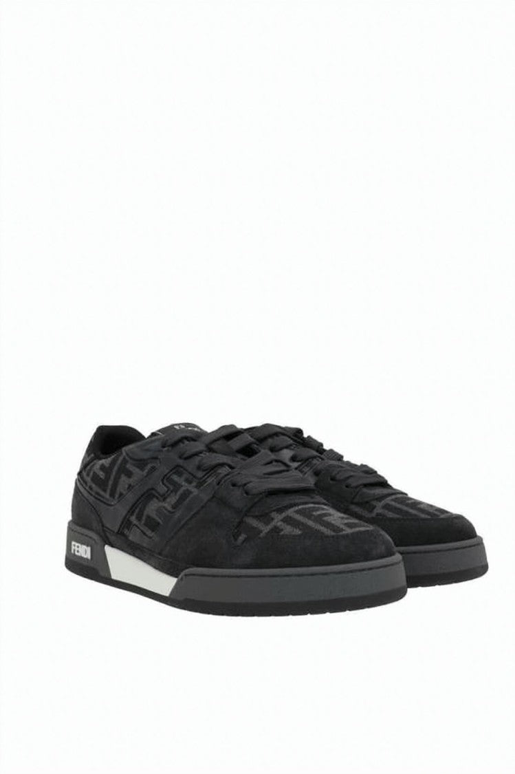 Fendi Calf Leather Low-Top Sneakers With Textured Overlay