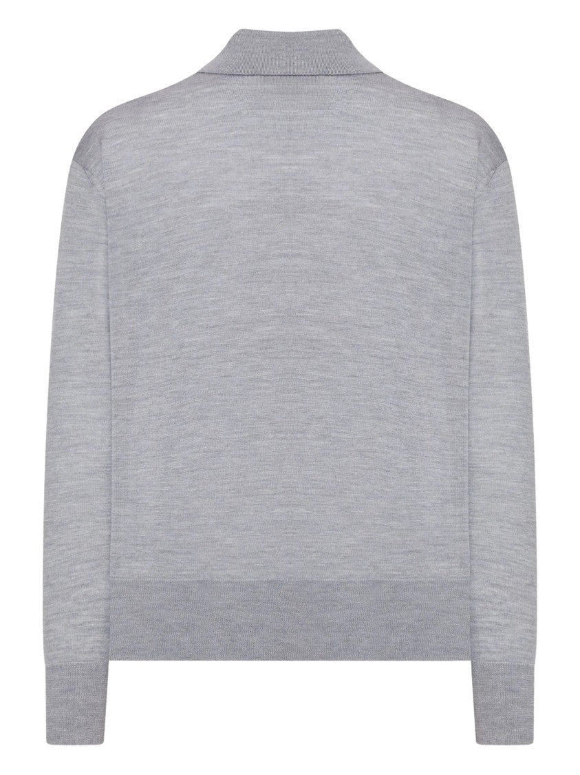 Ami Wool Blend Long-Sleeve Polo Shirt