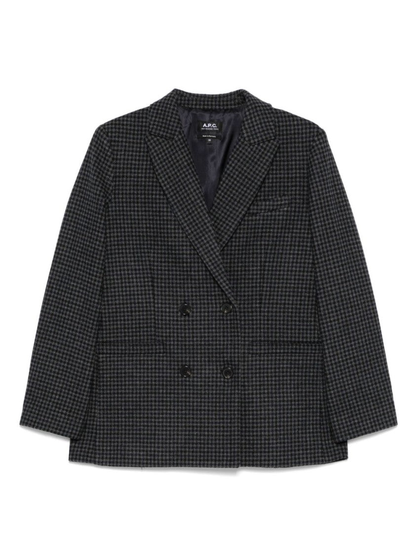 A.P.C. Double-Breasted Anthracite Grey Wool Blazer