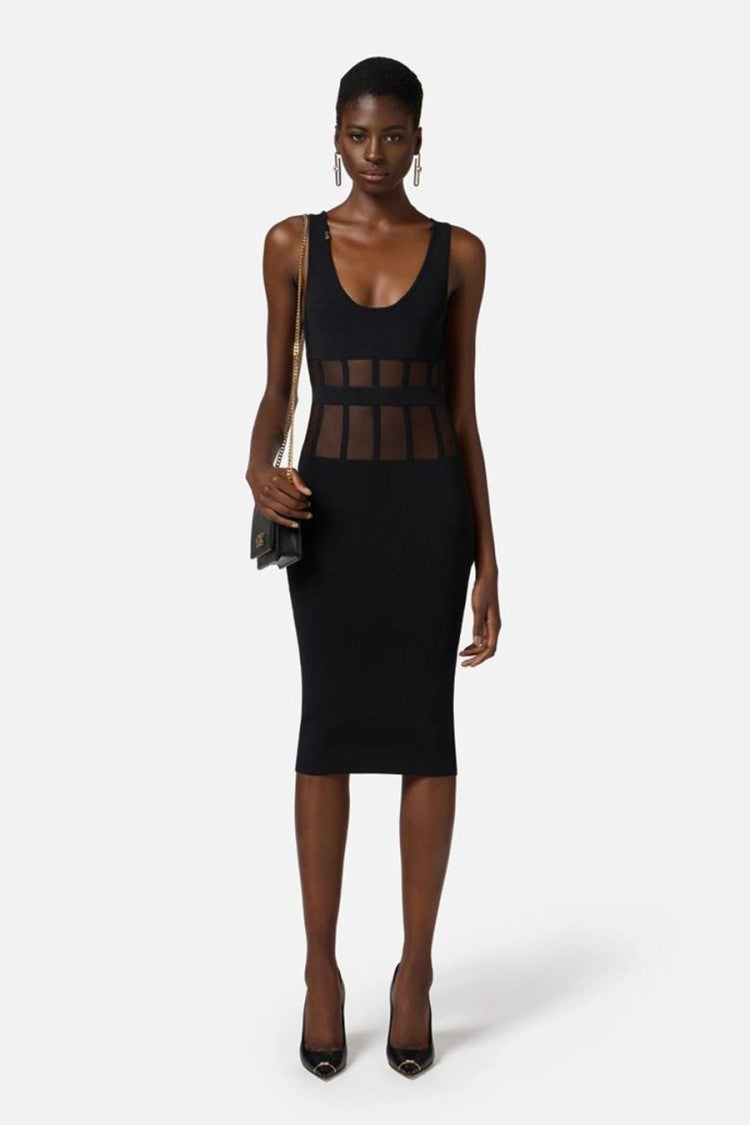 Elisabetta Franchi Viscose-Polyester Blend Midi Dress