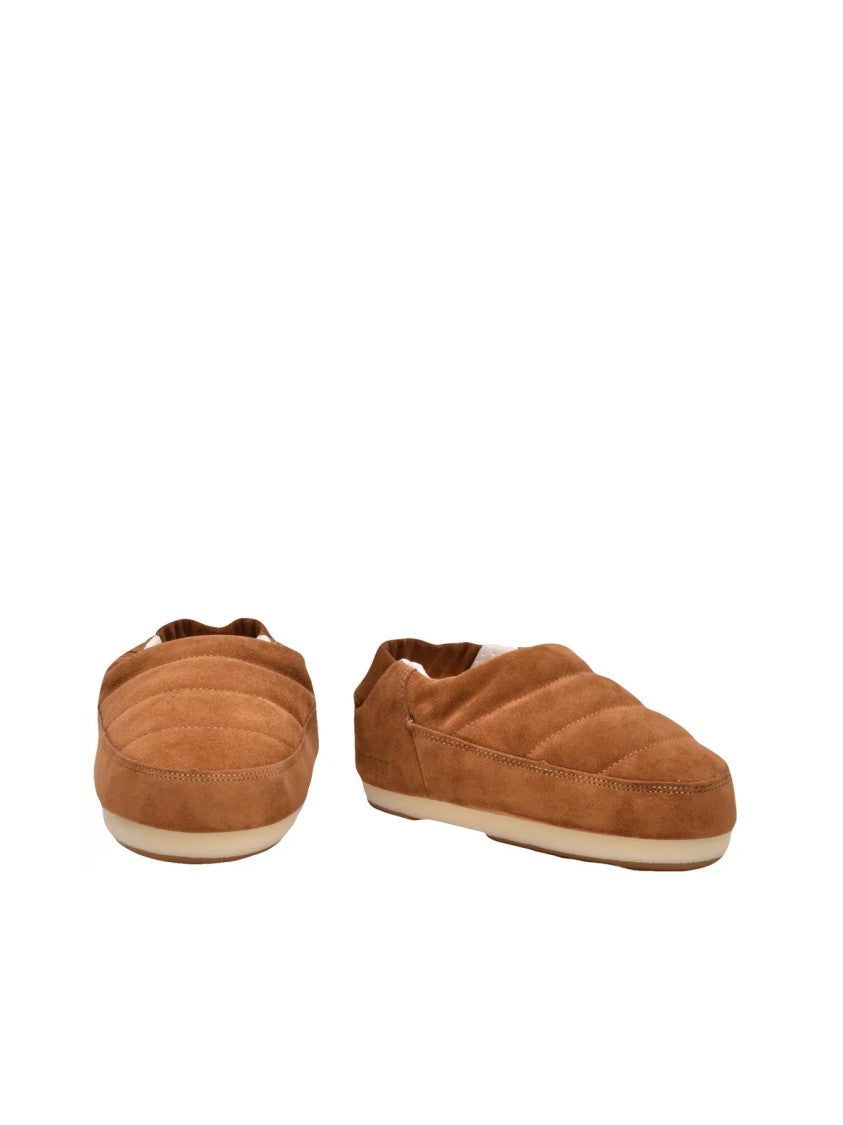 Moon Boot Beige Suede Padded Fabric Rubber Women's Mules