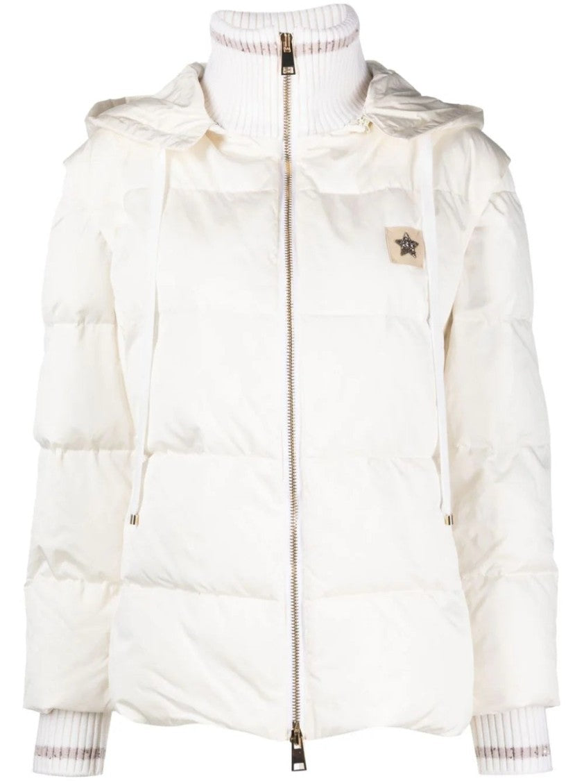 Lorena Antoniazzi Quilted Puffer Jacket With High Ribbed Collar And Hood