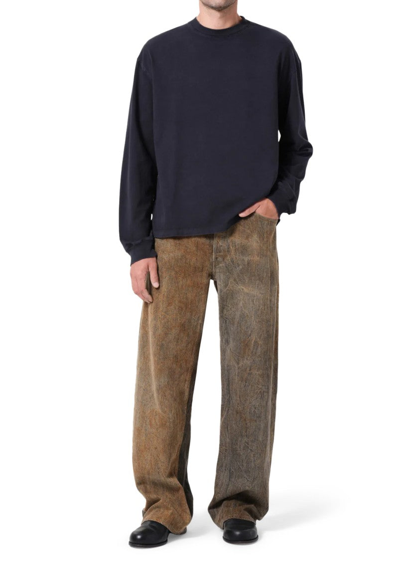 Agolde Wide-Leg Distressed Bark Trousers With Classic Five-Pocket Design