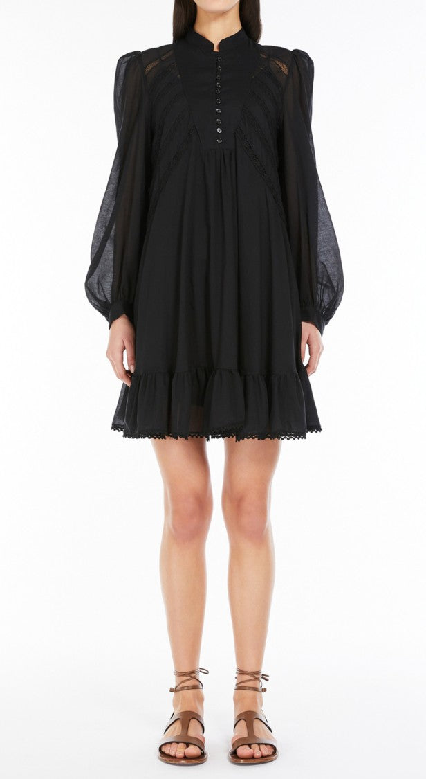 Max Mara Ruffled Black Mini Dress