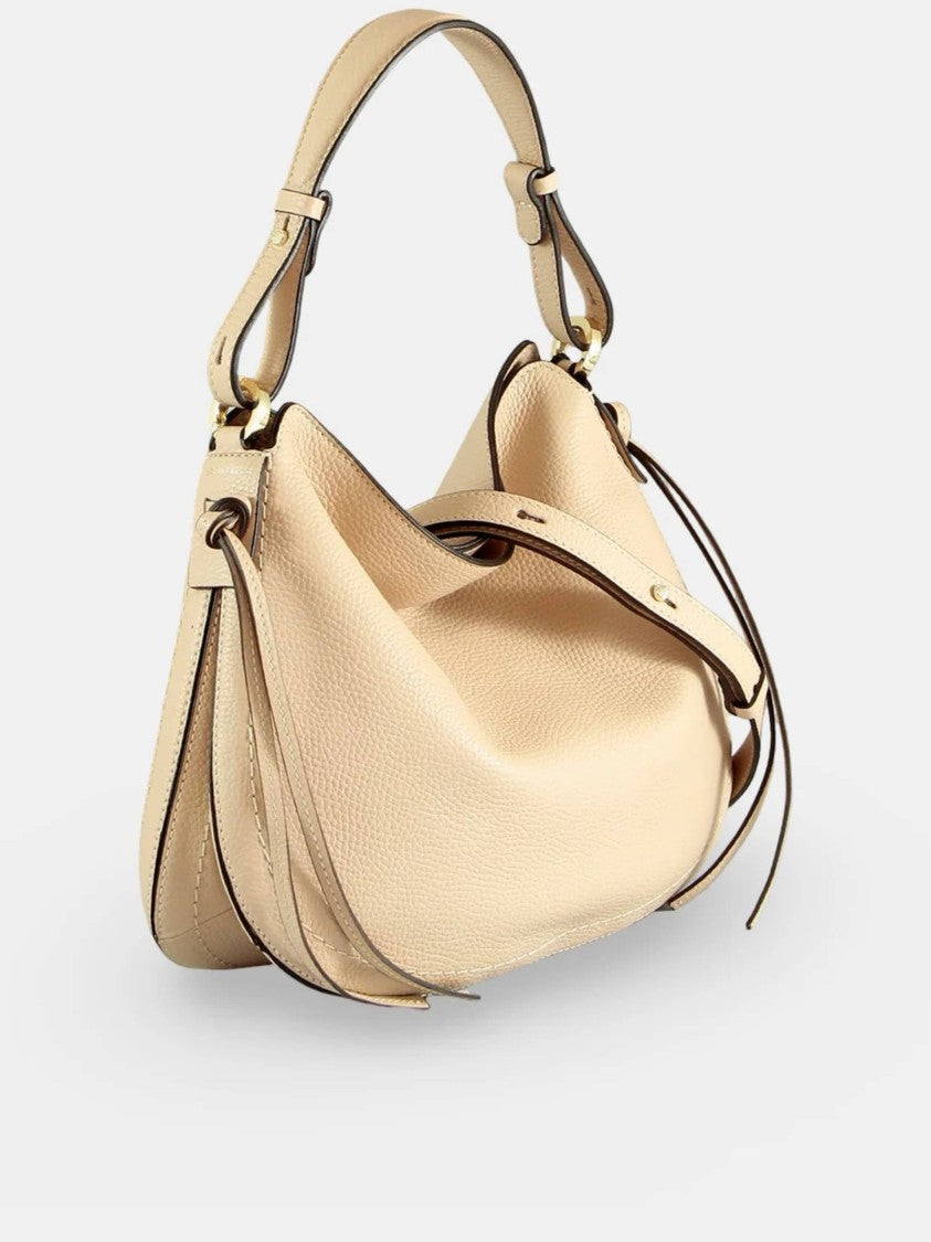 Loristella Beige Carola Pebbled Texture Shoulder Bag