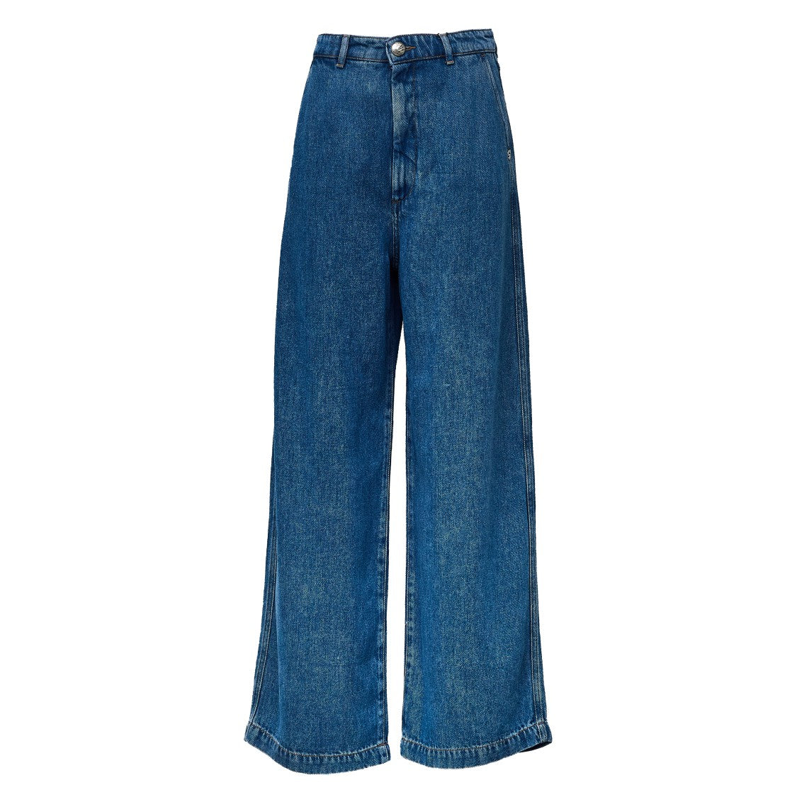 Sportmax Wide-Leg Denim Jeans With Vintage Wash And Tobacco Stitching