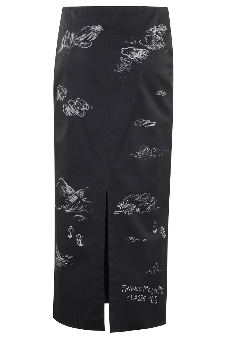 Moschino Fitted Pencil Black Skirt