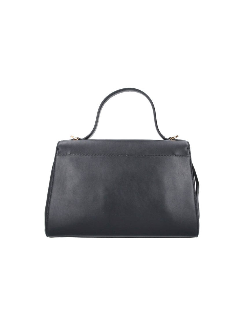 Savette Black Soft Symmetry Detachable-Strap Leather Handbag
