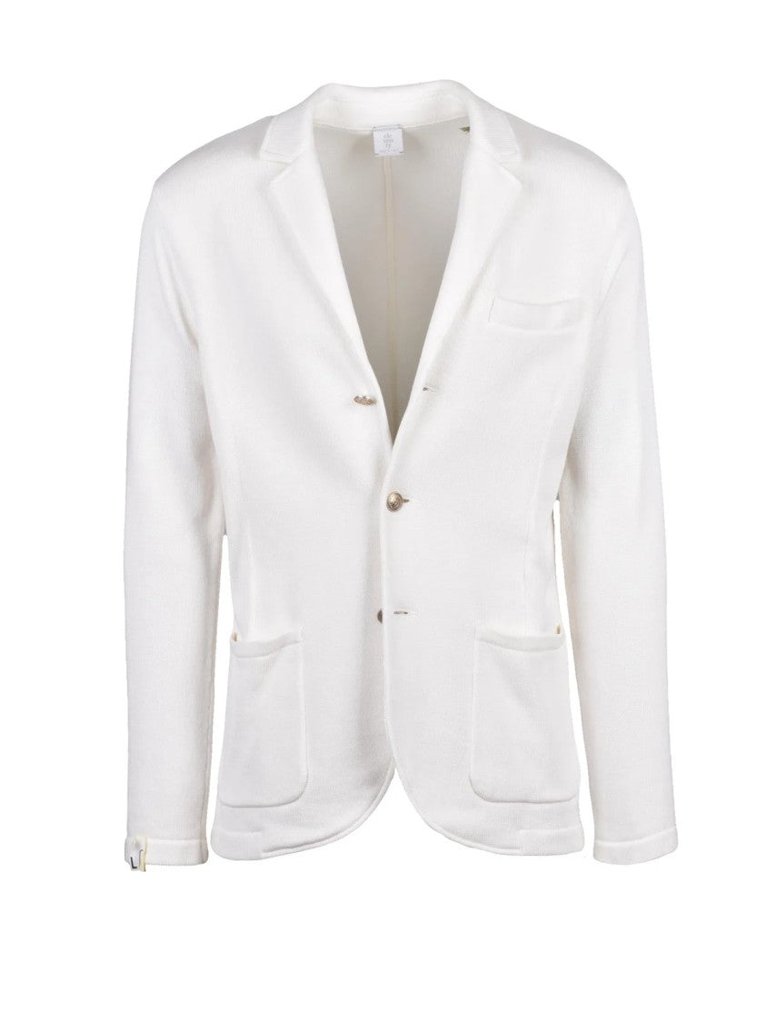 Eleventy White Knitted Cotton Blazer Jacket