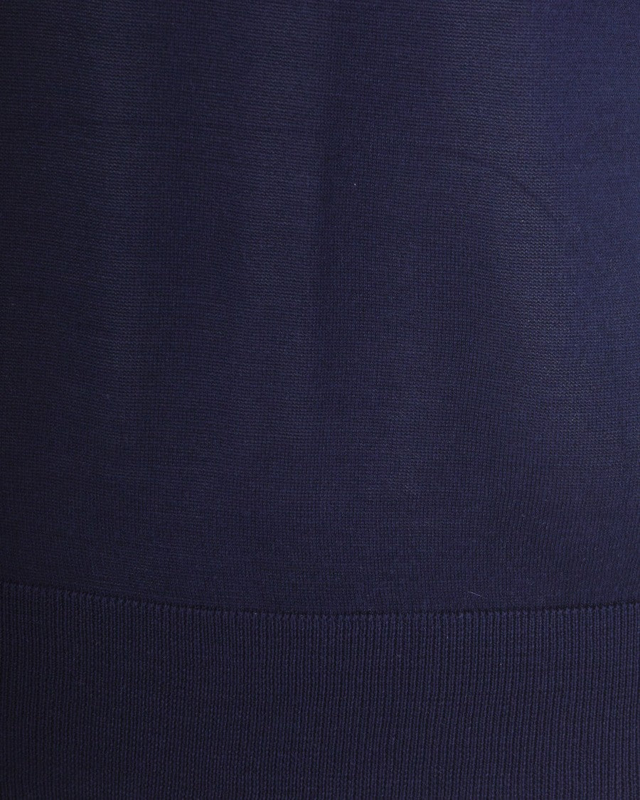 Ballantyne Finely Knit Round Neck Sweater In Navy Blue