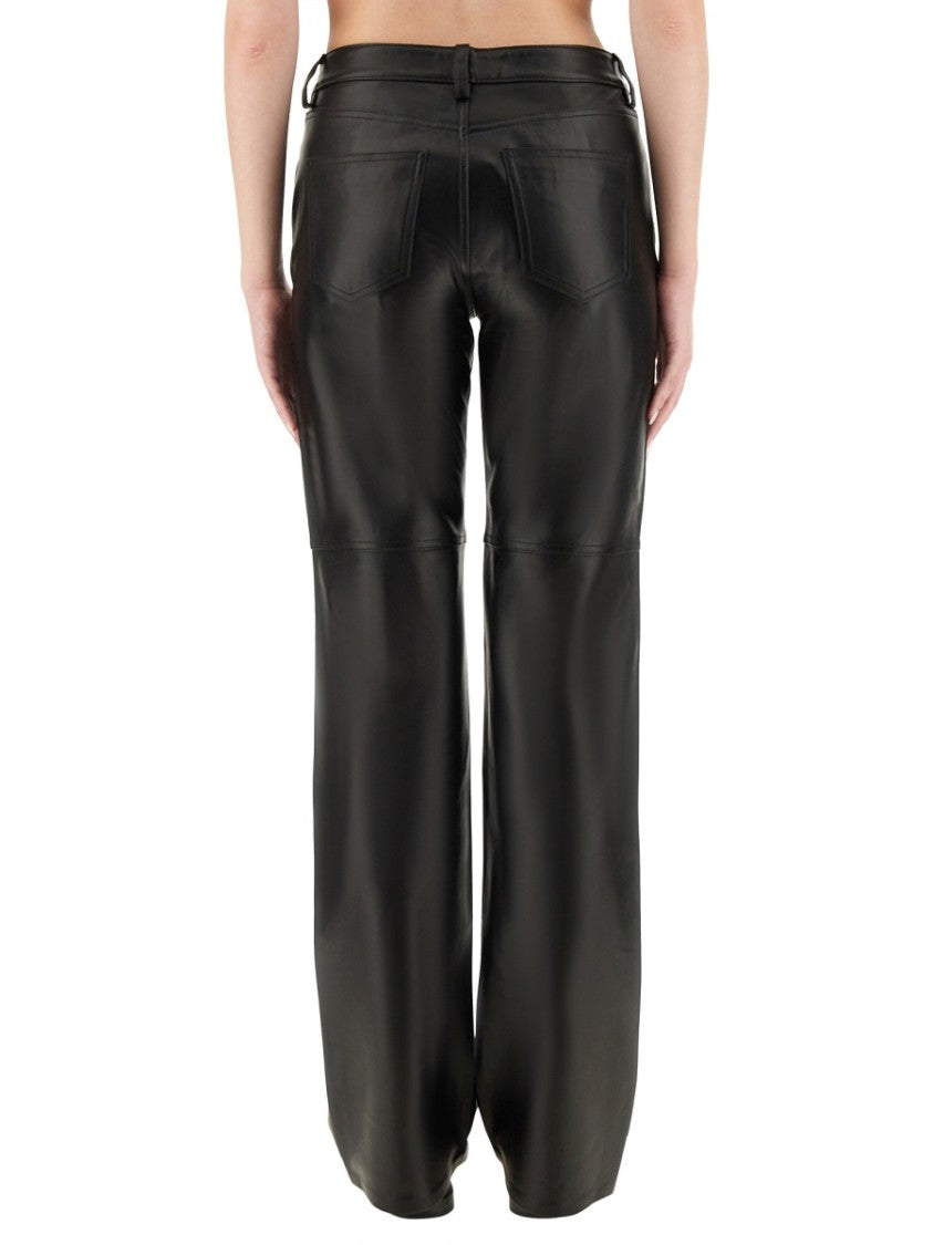 Michael Michael Kors Straight-Leg Black Lamb Leather Pants