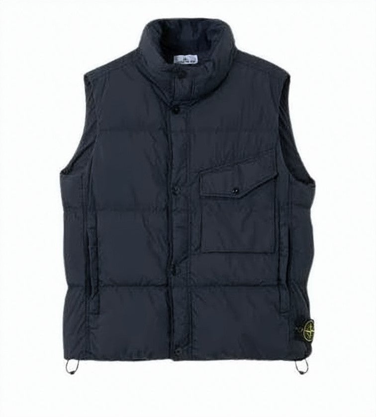 Stone Island Quilted Padded Vest With High Collar And Flap Pockets