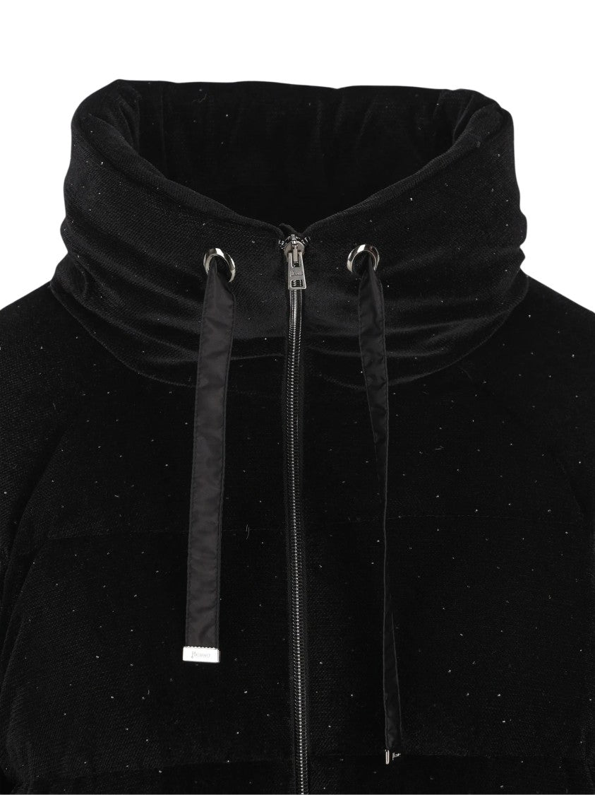 Herno Black Piumino Funnel Neck Padded Canvas Down Jacket