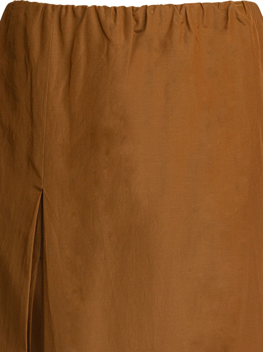 Loulou De Saison Long Gathered Skirt In Soft Cotton-Silk Blend