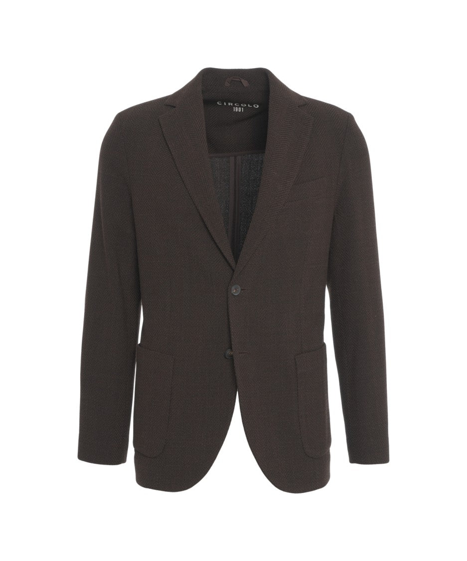 Circolo 1901 Textured Knitted Blazer With Notched Collar And Tailored Fit