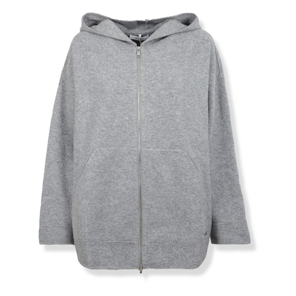 Max Mara Heathered Grey Oversized Hoodie With Front Zip