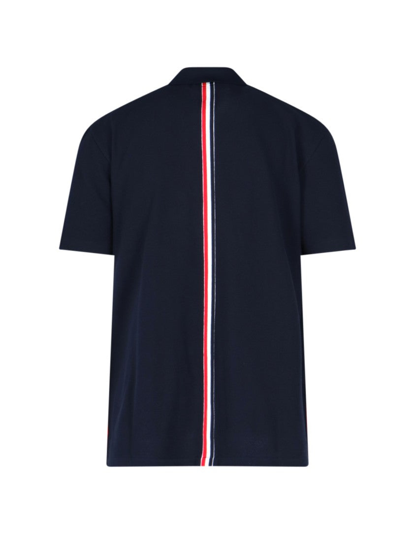 Thom Browne Tricolor Detail Polo Shirt – Blue