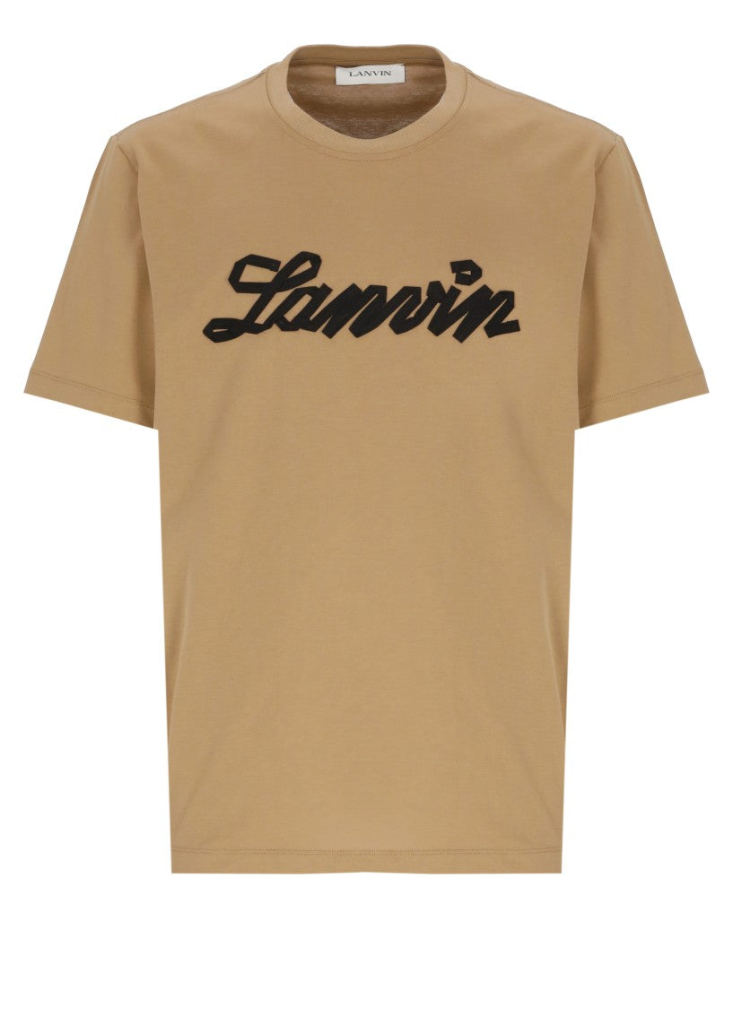 Lanvin Brown Logo Embossed Cotton T-Shirt