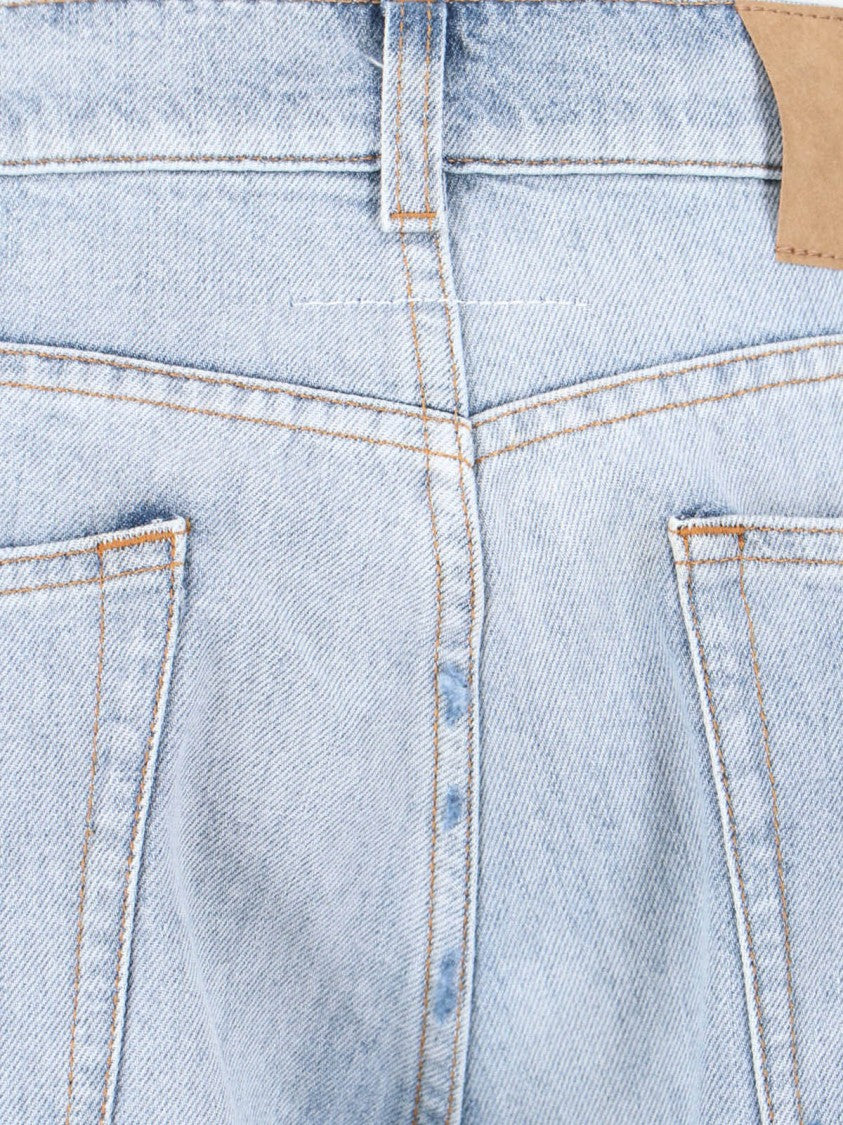 Mm6 By Maison Margiela Light Blue Distressed Straight-Leg Jeans