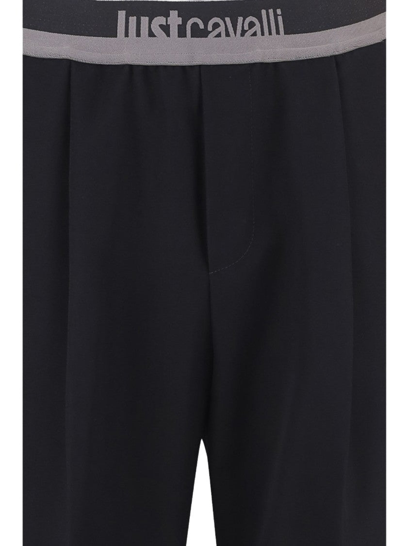 Just Cavalli Straight-Leg Tailored Pants With Branded Elastic Waistband
