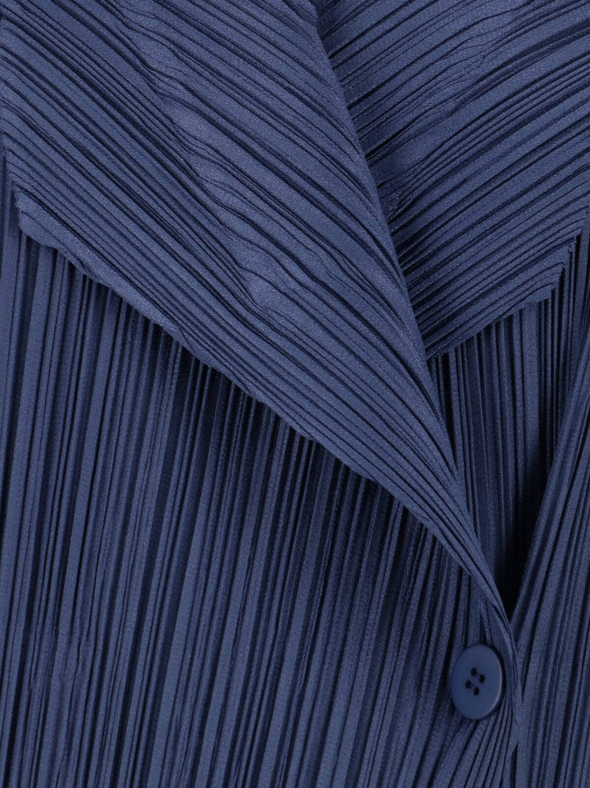 Pleats Please Navy Pleated Coat