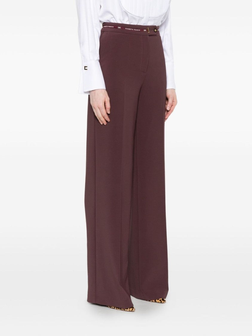 Elisabetta Franchi Bordeaux Wide-Leg Trousers With Tailored Fit