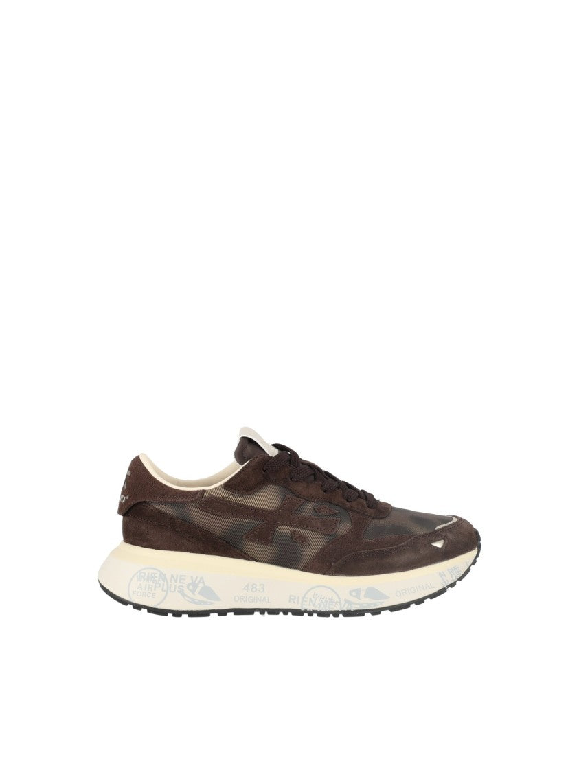 Premiata Brown Lauryn Calfskin Leopard Print Sneakers