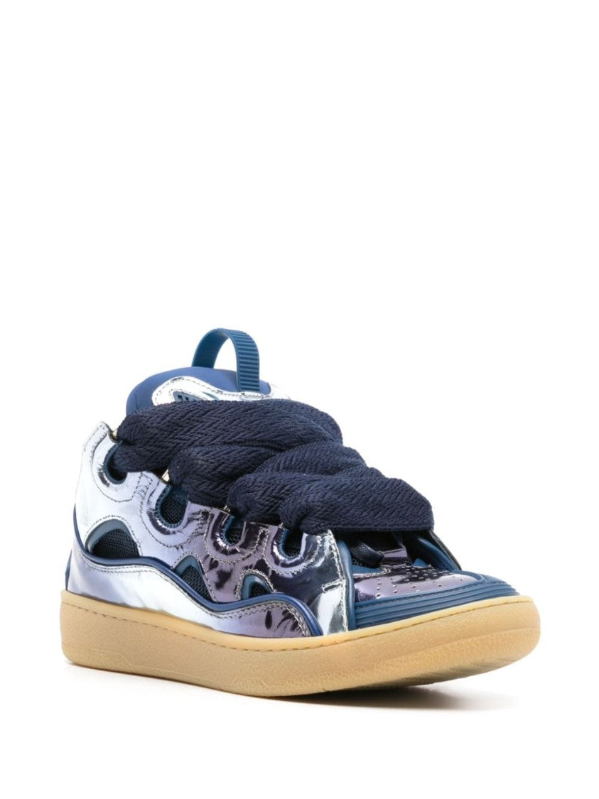 Lanvin Cornflower And Navy Blue Metallic Sneakers