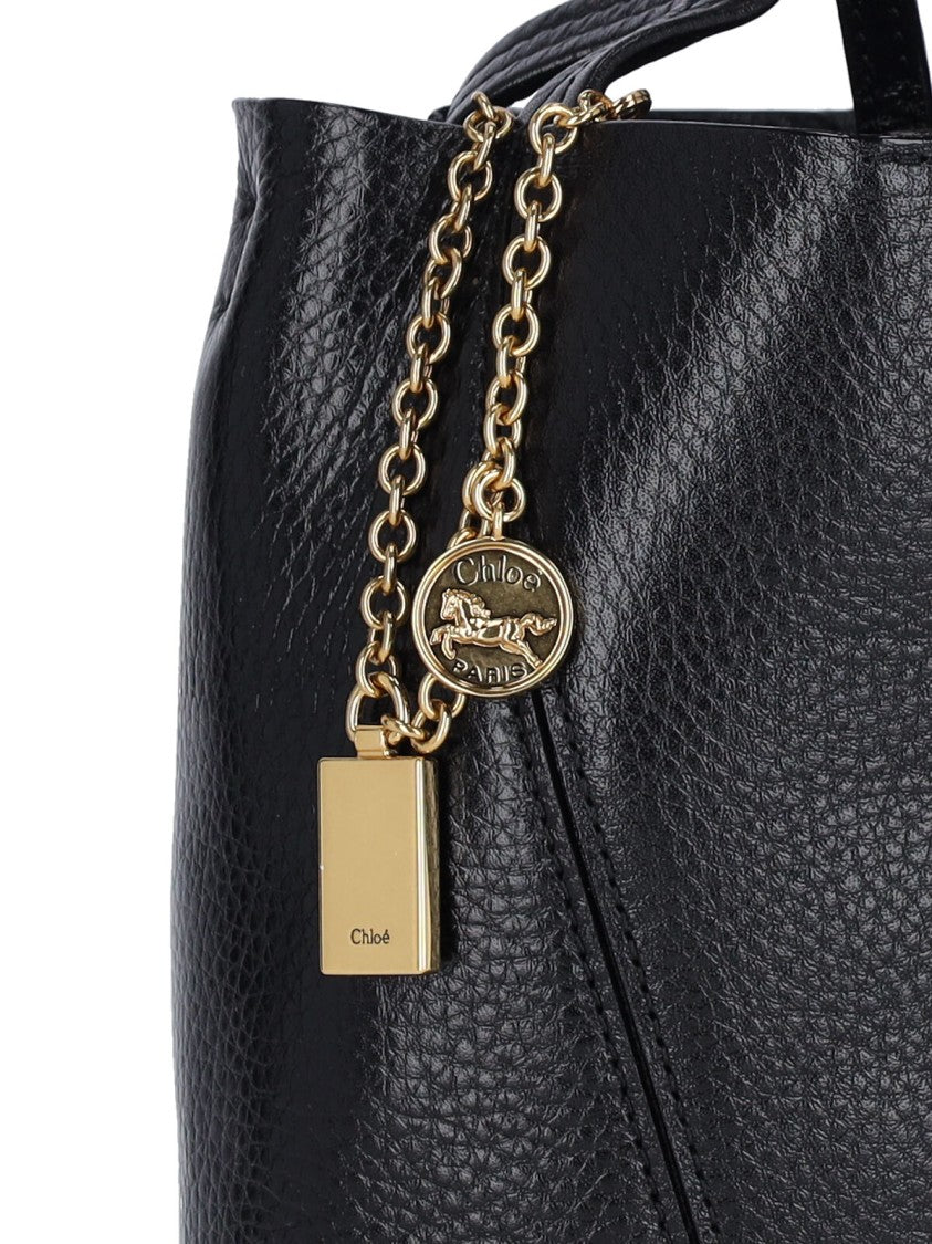 Chloé Small Hammered Leather Tote With Golden Accents