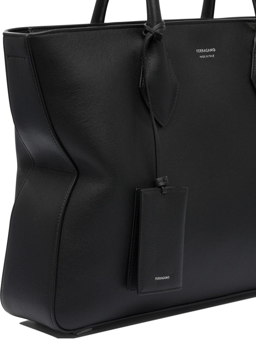 Ferragamo Structured Black Shoulder Bag