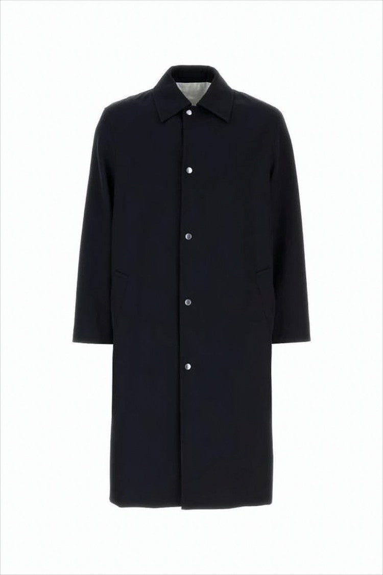 Jil Sander Minimalist Black Wool Coat With Classic Collar
