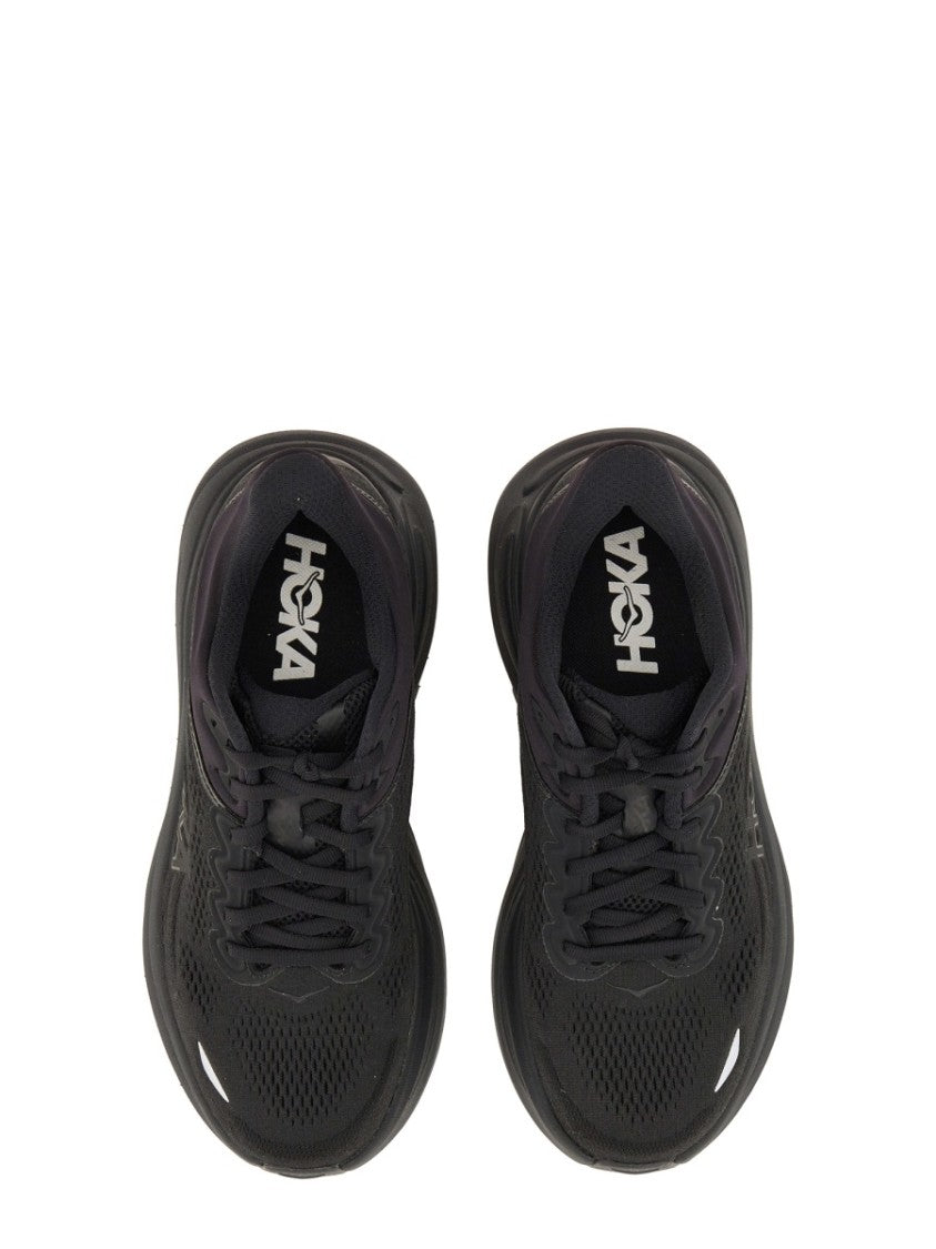 Hoka Sleek All-Black Sneakers With Cushioned Sole And Breathable Mesh Upper
