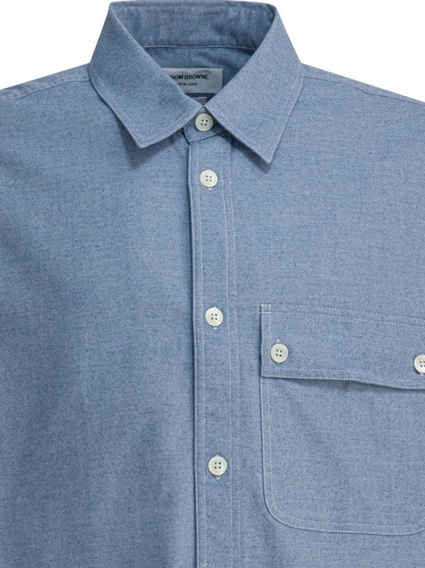 Thom Browne Light Blue Cotton Button-Down Shirt