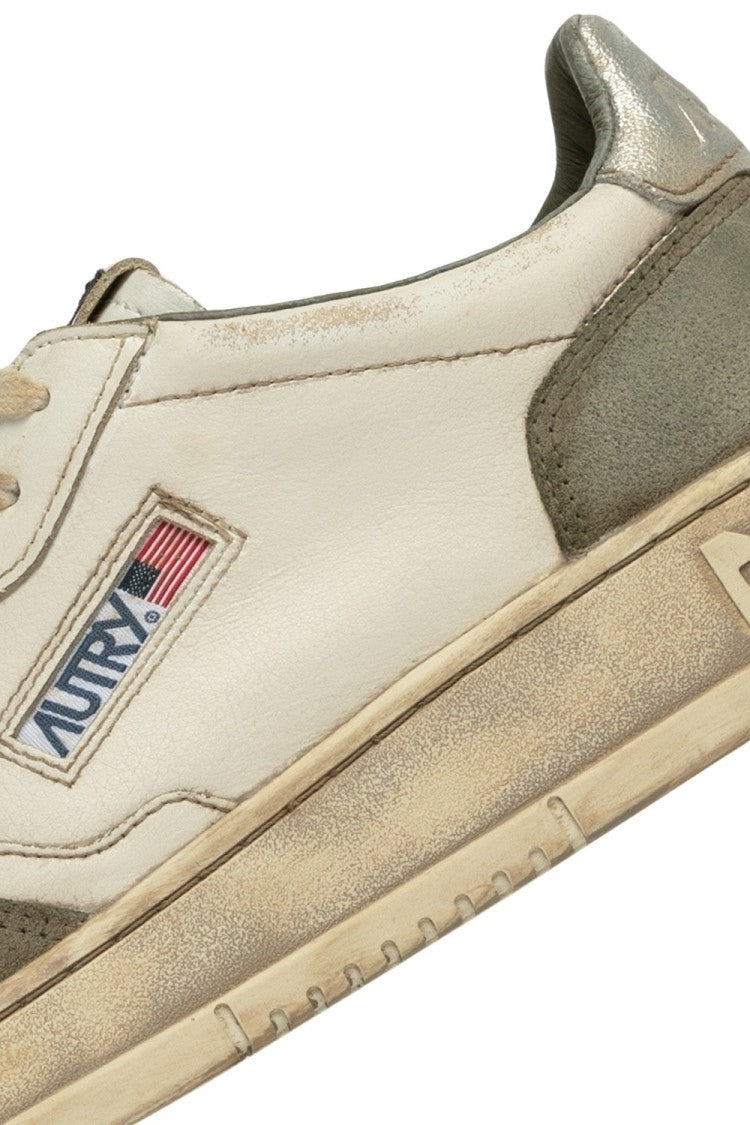 Autry Supvint Lowleat Suede Lizard Silv Sneaker