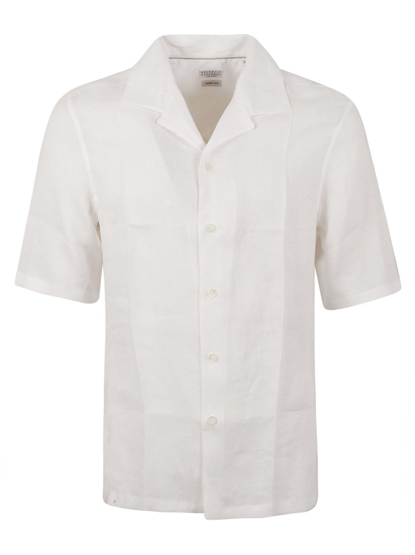 Brunello Cucinelli Short-Sleeved Linen Shirt With Classic Collar