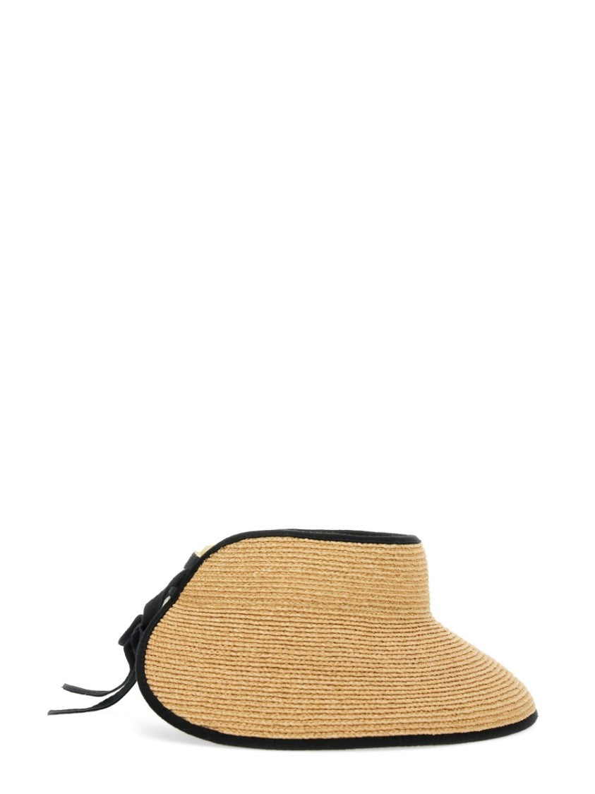 Helen Kaminski Wide-Brimmed Raffia Visor Hat With Adjustable Tie