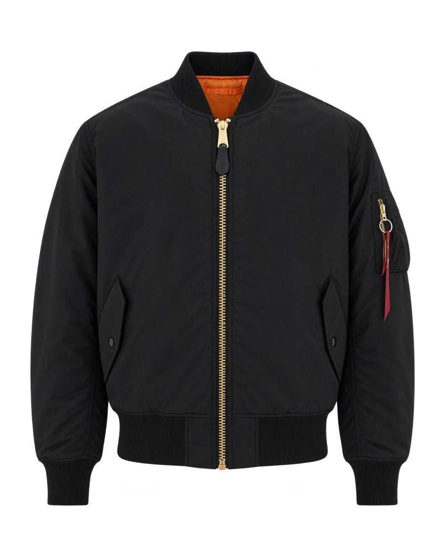 Alpha Industries Black Ribbed Trim Padded Bomber Jacket
