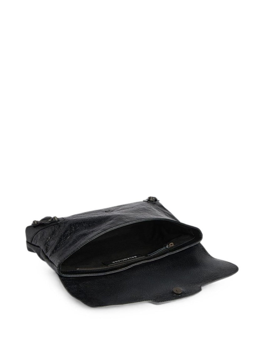 Balenciaga Rectangular Black Textured Leather Clutch Bag